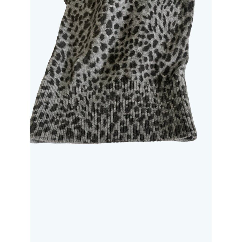MONROW Mini Leopard Mock Neck Sweater M Gray Black Cotton Cashmere NWT - Picture 7 of 8